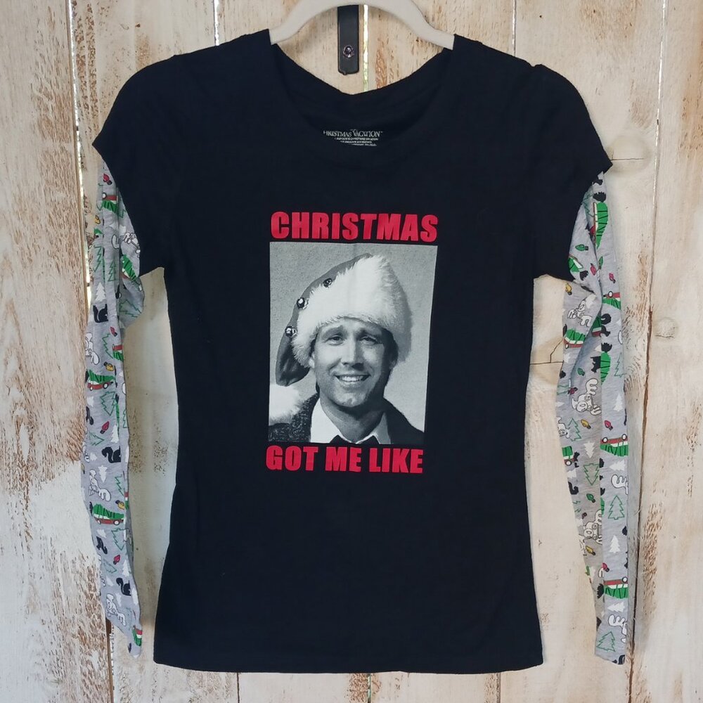 National Lampoons Womens Christmas Vacation Got Me Like Black T Shirt Size M